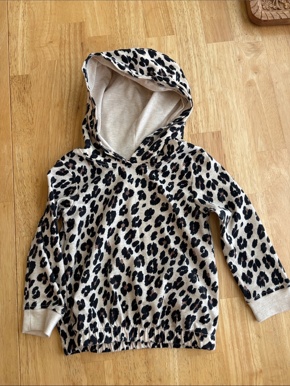 Girls' Leopard Print Hoodie - Neutral Tones 18 months